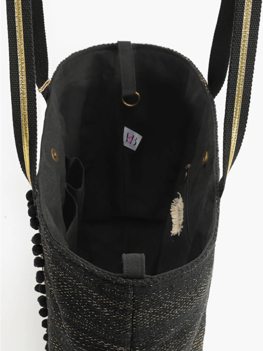 NWT America & Beyond Luxe Love Tote - Hand Beaded Large Black Tote - Picture 5 of 11